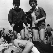 Man lying on sand, Coney Island, NYC, 1938